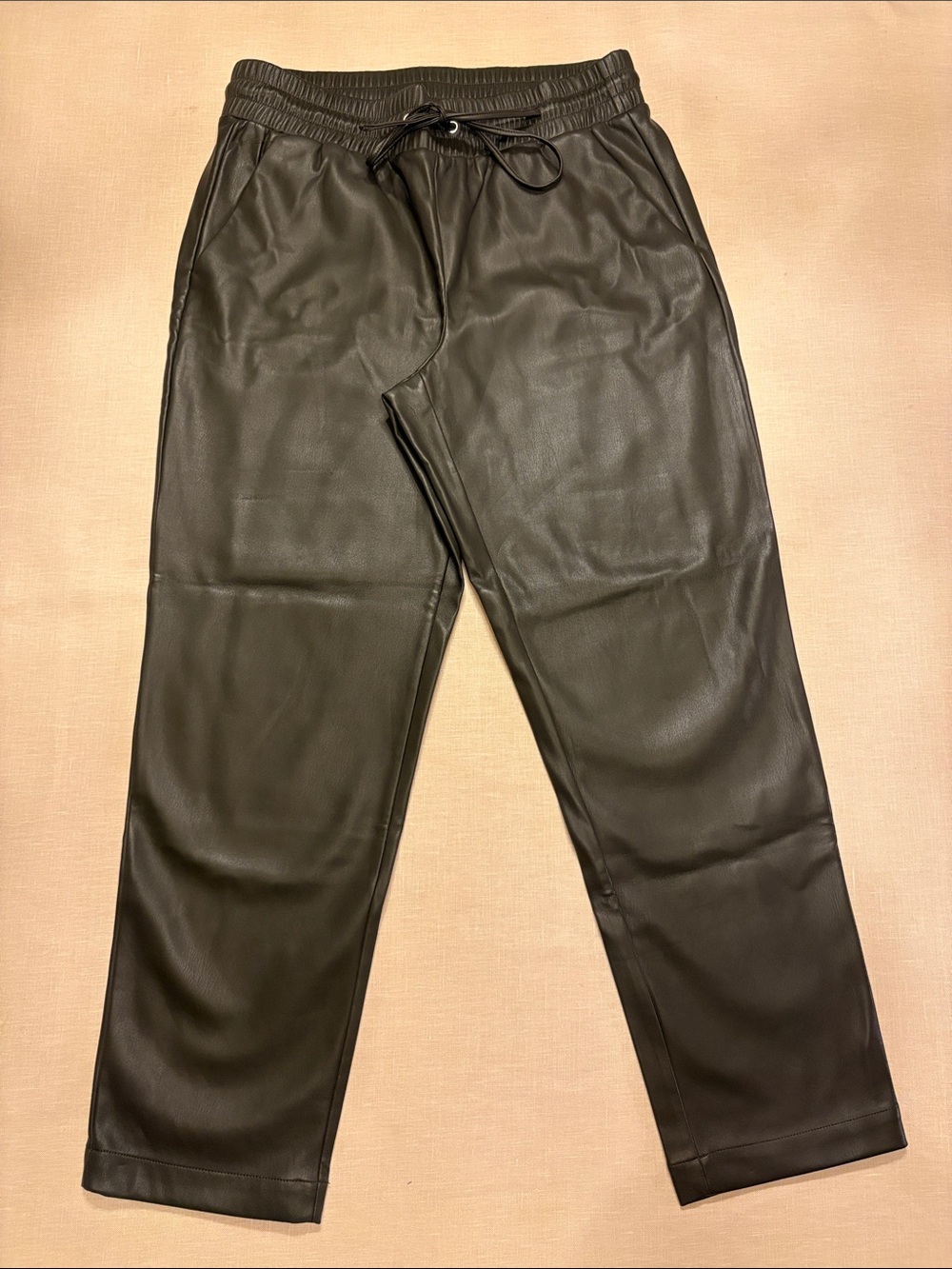 Loft woman’s olive green Faux Leather Jogger Pants
